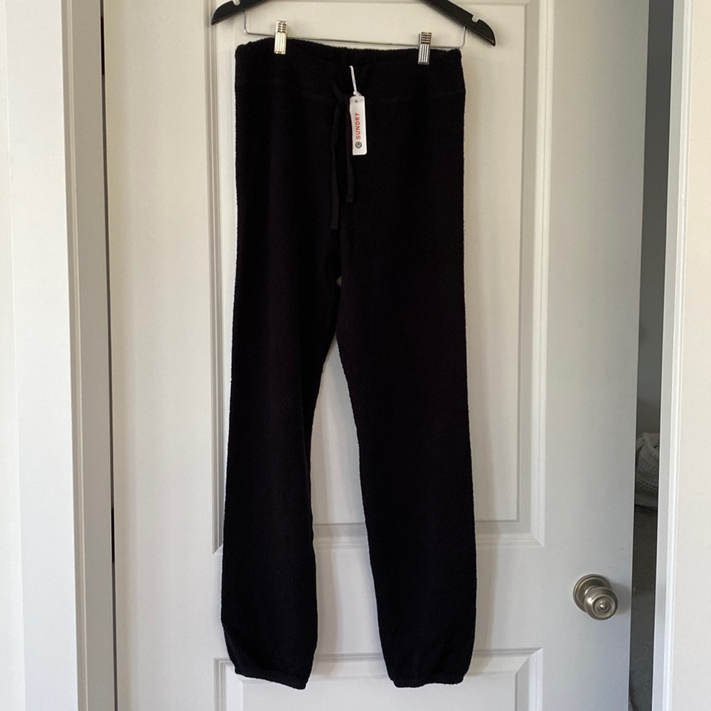 Sundry Black Faux Sherpa Sweatpant NWT